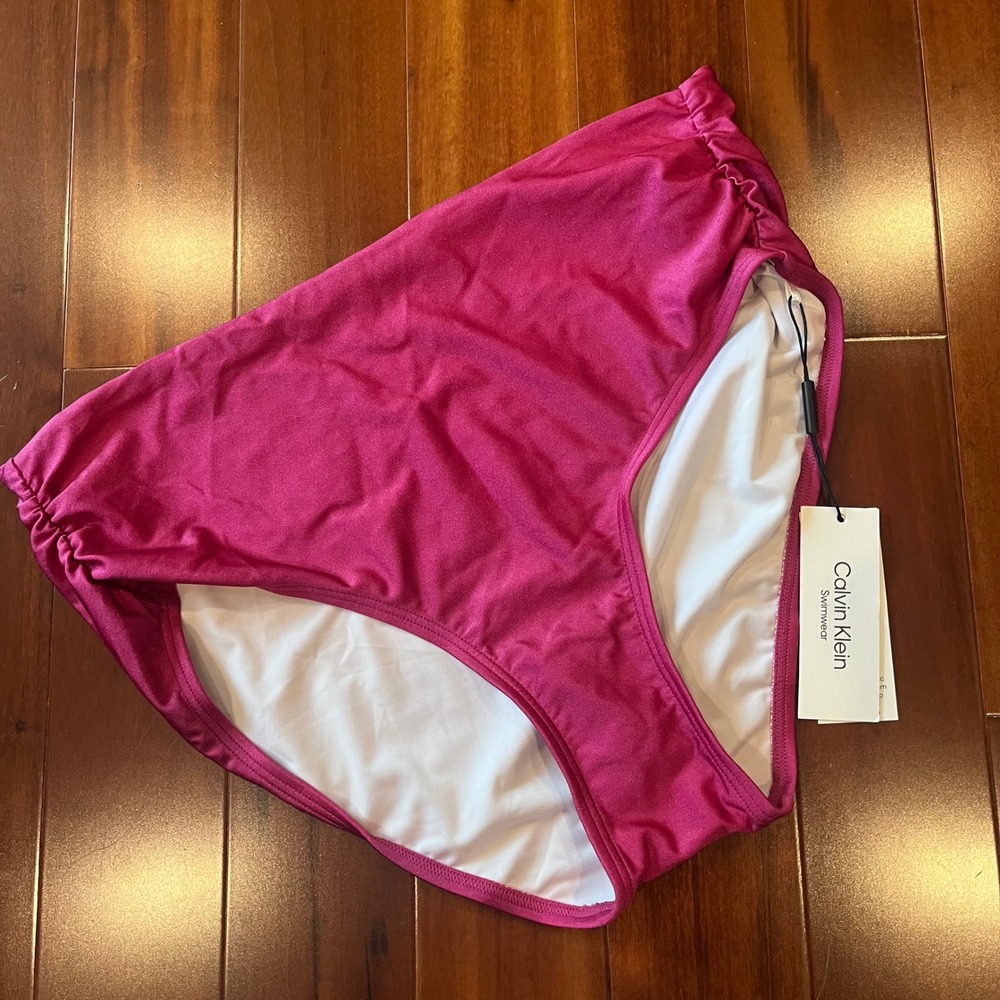 Calvin Klein Bikini Swim Bottom Convertible Waist‎ Foldover Berry Pink New Sz XL
